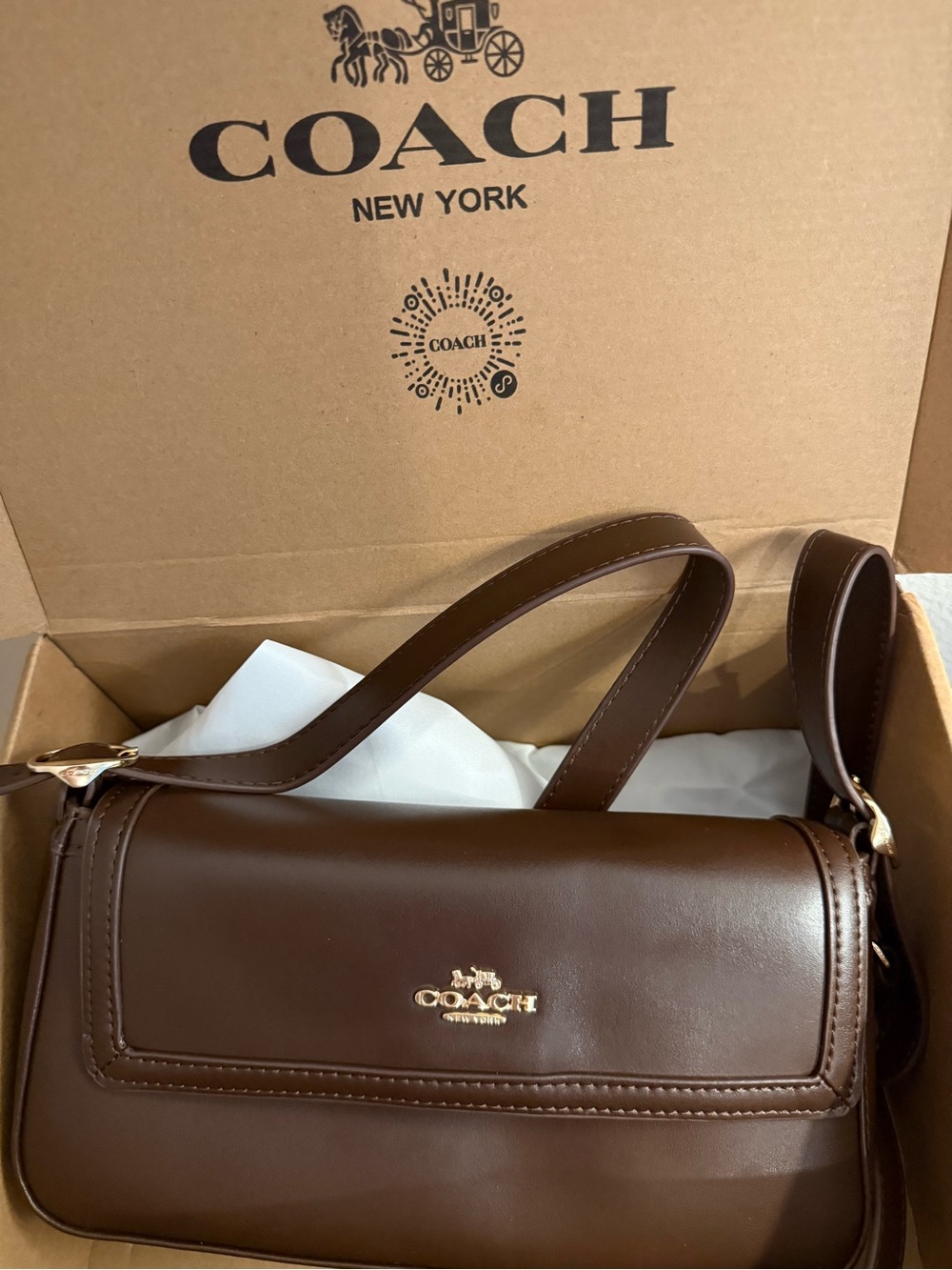 Coach New York Brown Leather Shoulder Bag - Picture 5 of 7